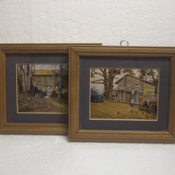 Two Small Framed Prints by Alabama Artist John Zed King Bubba's Place & Turkey - Picture 1 of 8